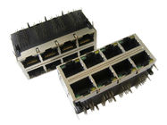 Gigabit Integrated Magnetics RJ45 , Stacked RJ45 Connectors 2x4 Temperature Resistance