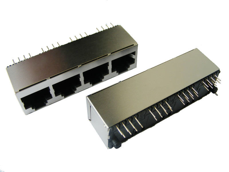 Multiports Vertical RJ45 Connector , RJ45 Jack Connector Exceeds IEEE802.3 Standard